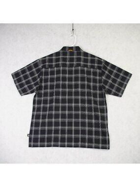 Lowrider Short Sleeve Button Up Shirt Mens X-Large Black Plaid Casual Polyester